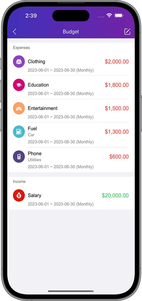 DayCost 2 - Budget - iPhone
