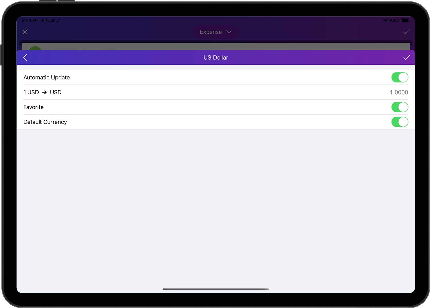 DayCost 2 - Main Page - iPad