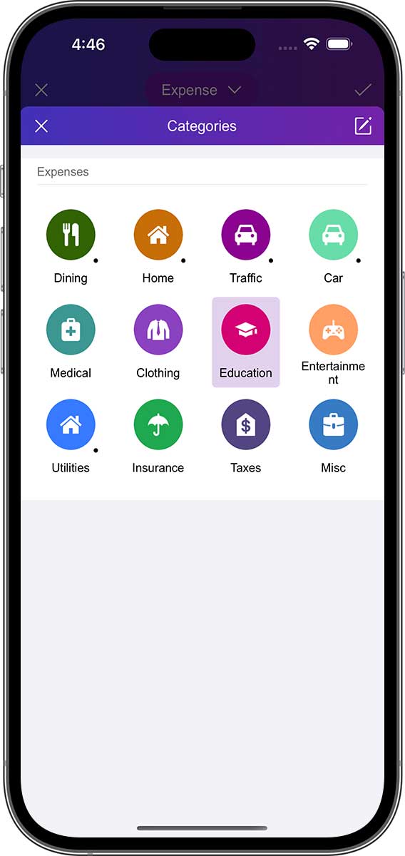 DayCost 2 - Main Page - iPhone