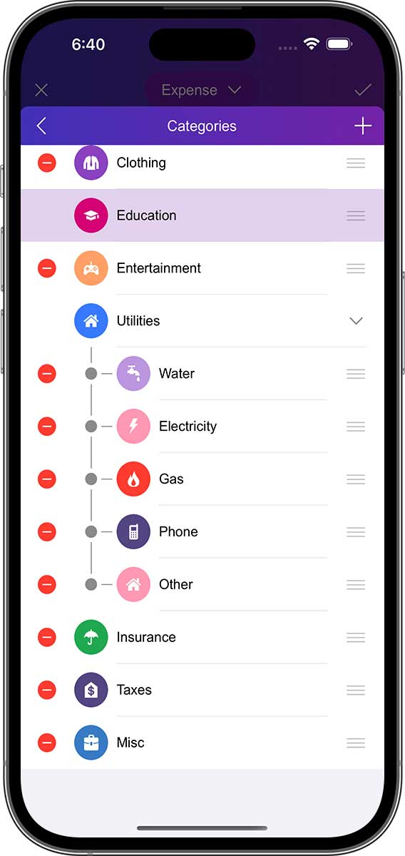 DayCost 2 - Main Page - iPhone