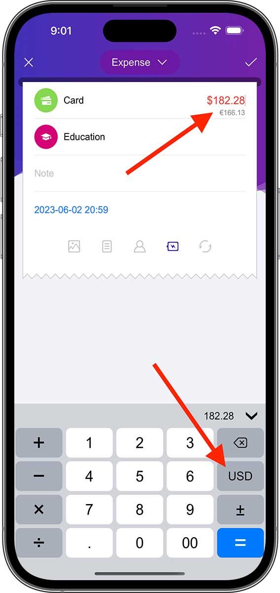 DayCost 2 - Main Page - iPhone