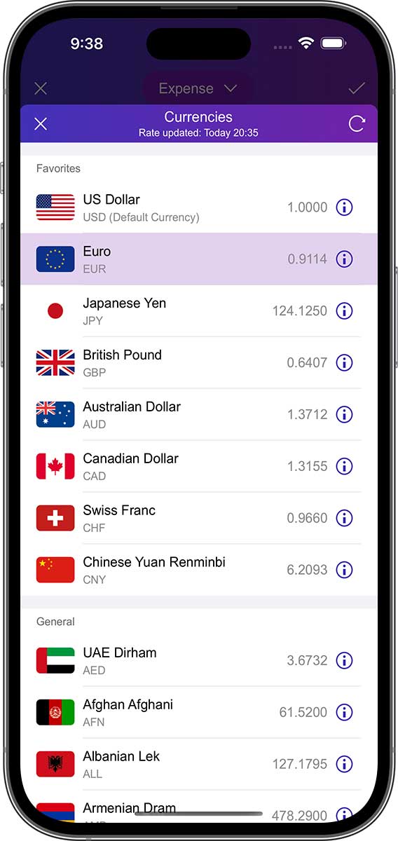 DayCost 2 - Main Page - iPhone