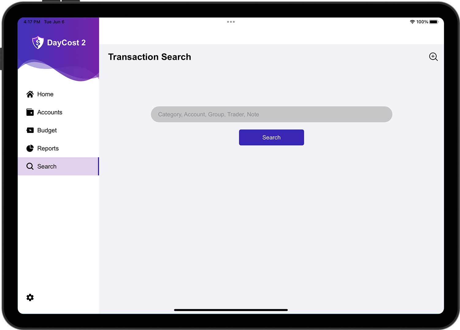 DayCost 2 - Search - iPad